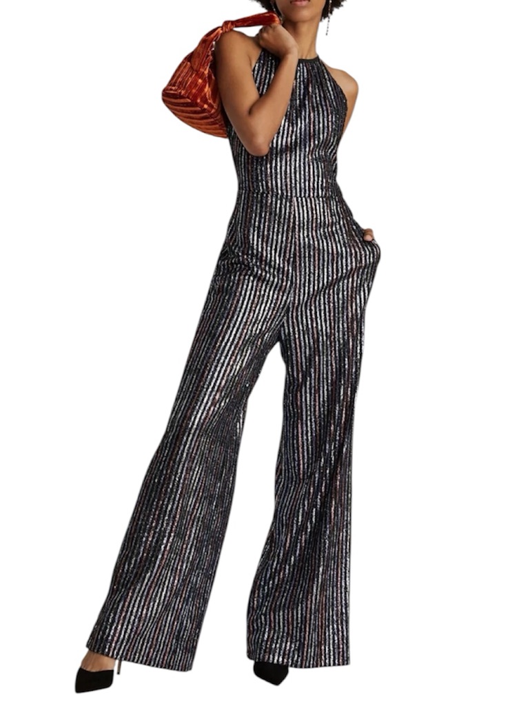 Anthropologie Maeve Sleeveless Dazzling Disco Halter Jumpsuit Size 2